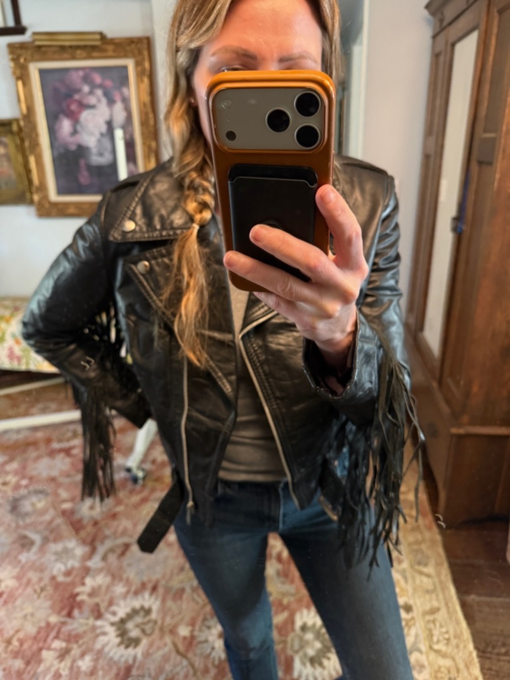 Vintage Black Fringe Leather Jacket - Women’s Western Style size small - Picture 5 of 6